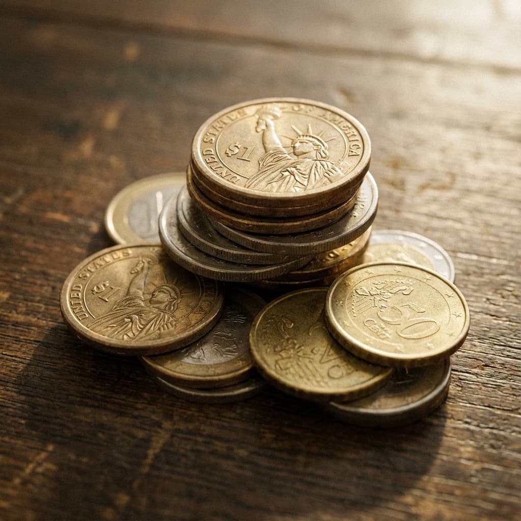 Stack of gold and silver coins